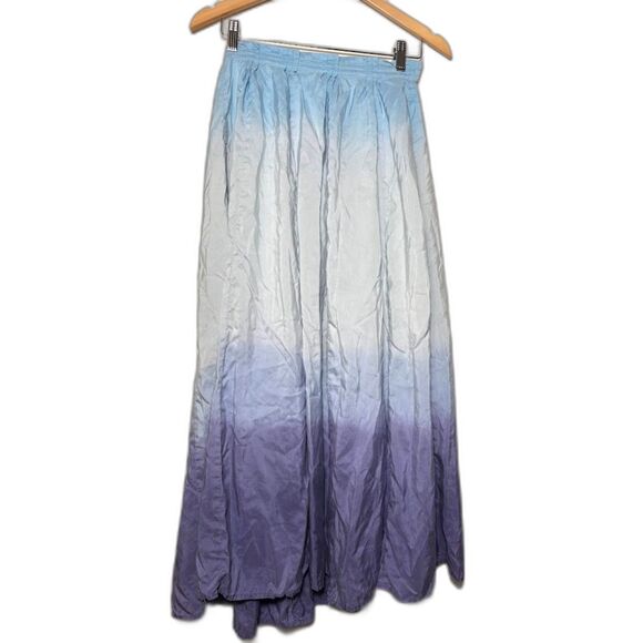 Banana Republic Skirt Sz 0 XS Silk Maxi Blue Dip Dye Watercolor Padme Beachy - Picture 1 of 5
